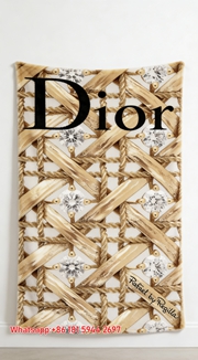 Dior Gold Diamond Weave Flannel Sofa Throw Blanket D025